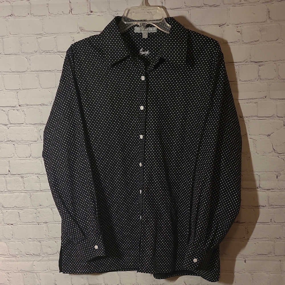 Foxcroft Black Polka Dot Button-Down Shirt
